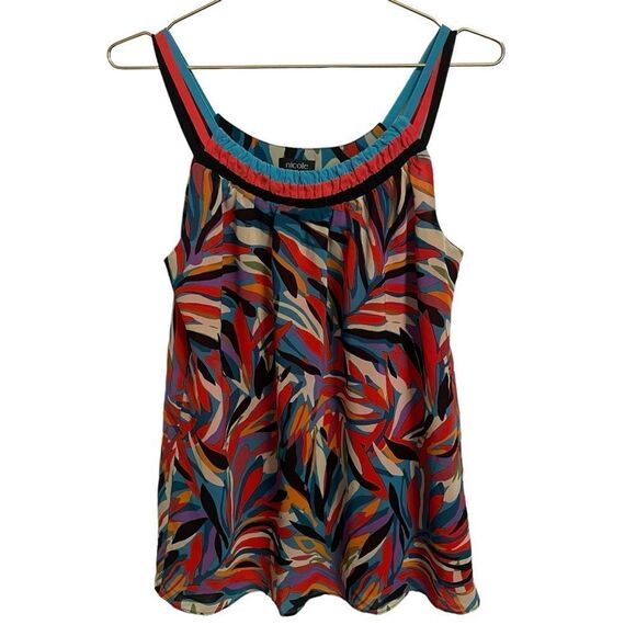 Nicole by Nicole Miller Colorful Leaf Print Tank Top Size MED - Picture 1 of 8